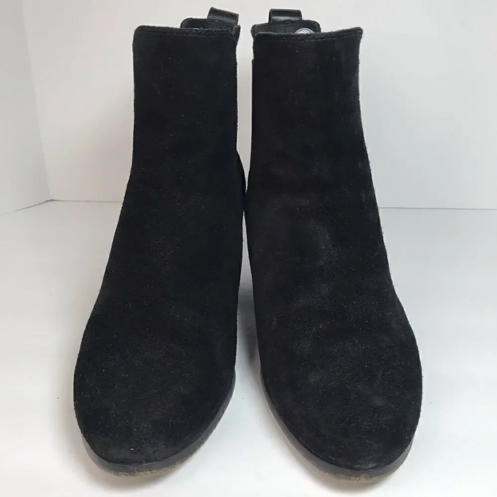 Rag &‎ Bone Devon Waxed Suede Ankle Booties Black Stacked Heel Womens 9.5